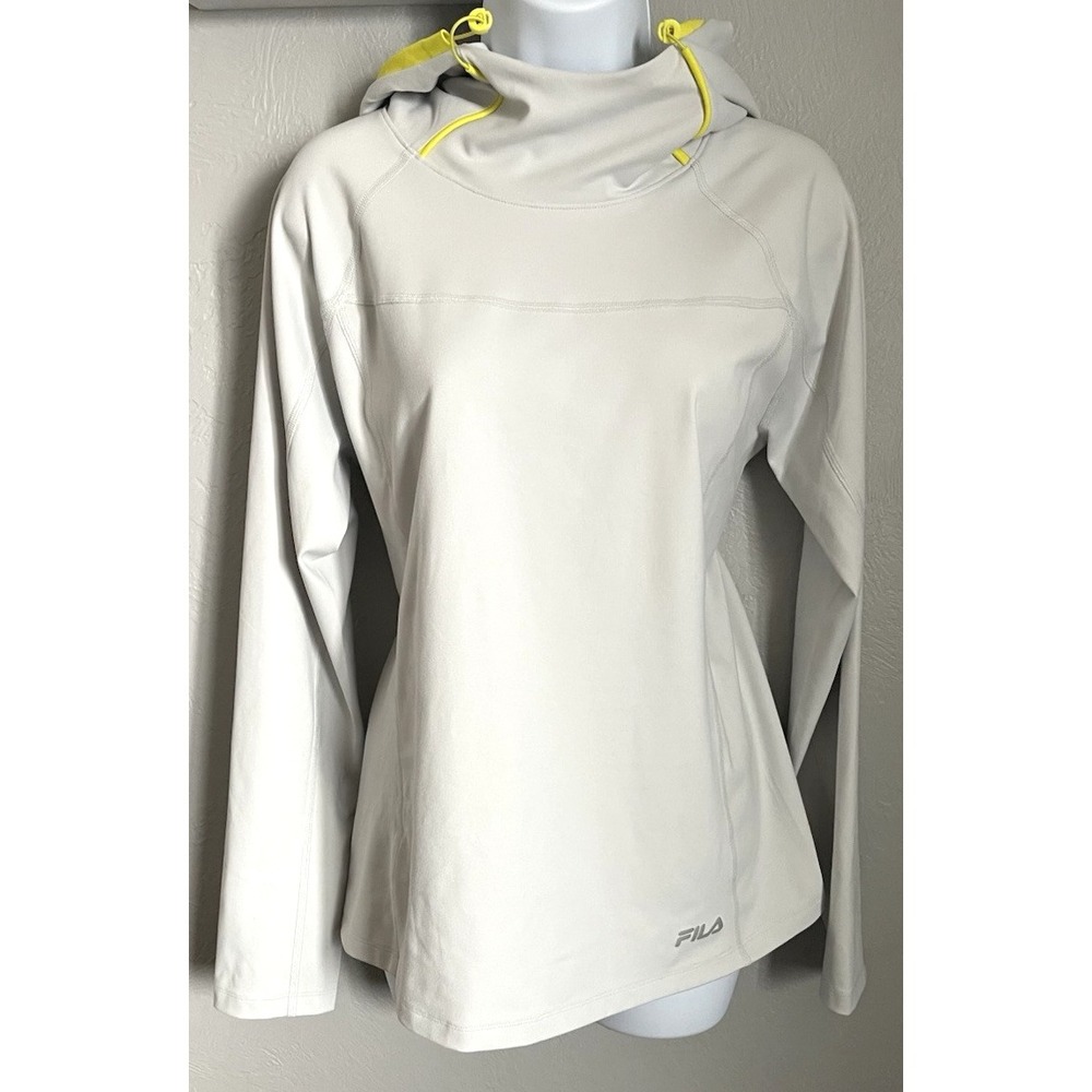 Fila Pullover Training Hooded Athletic Jacket Womens Size Medium Light Gray